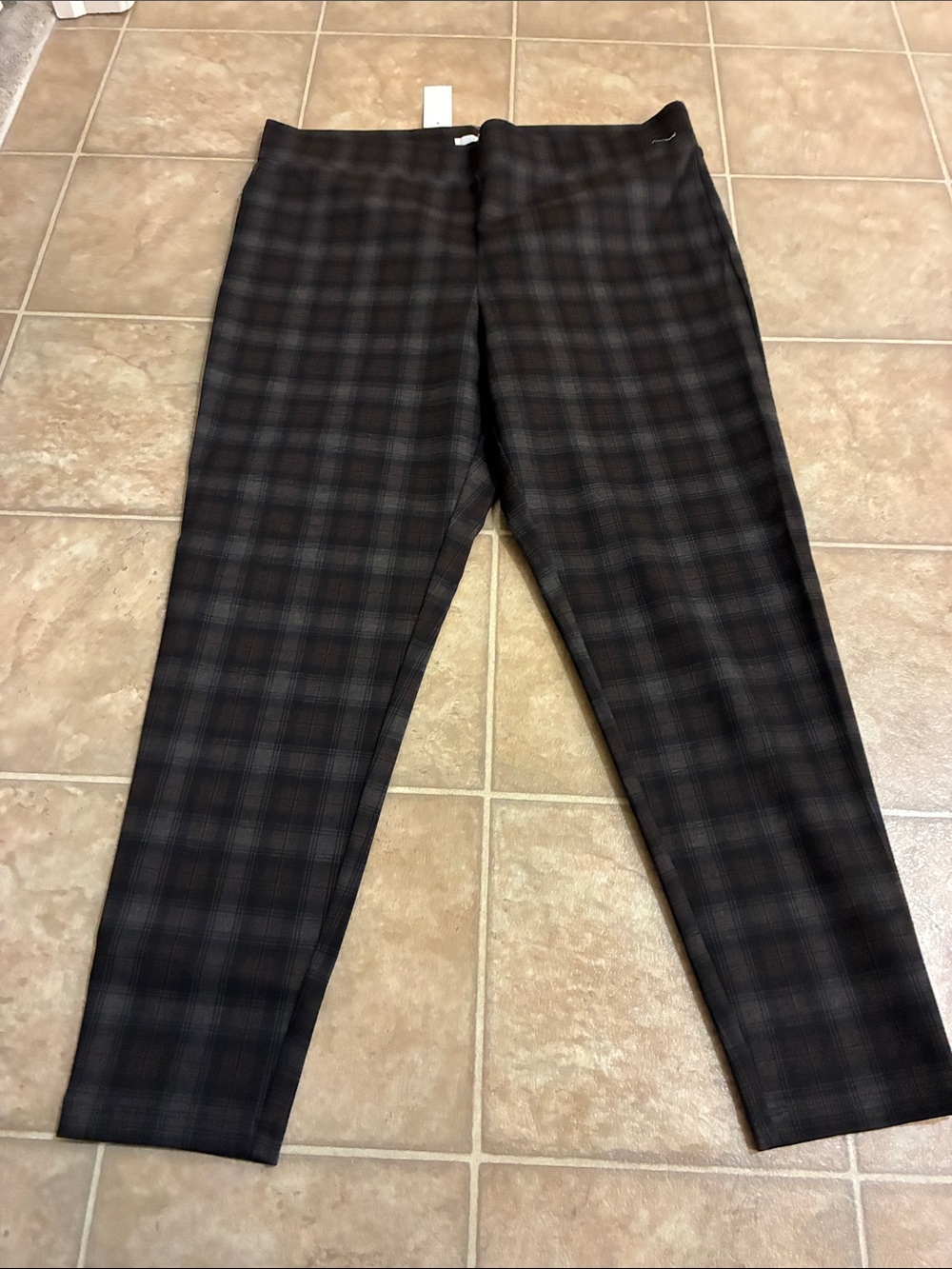 LOFT Women's Plaid Leggings in Black and Gray